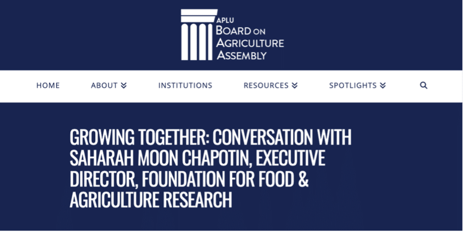 Growing Together: Conversation with Saharah Moon Chapotin, Executive Director, Foundation for Food & Agriculture Research